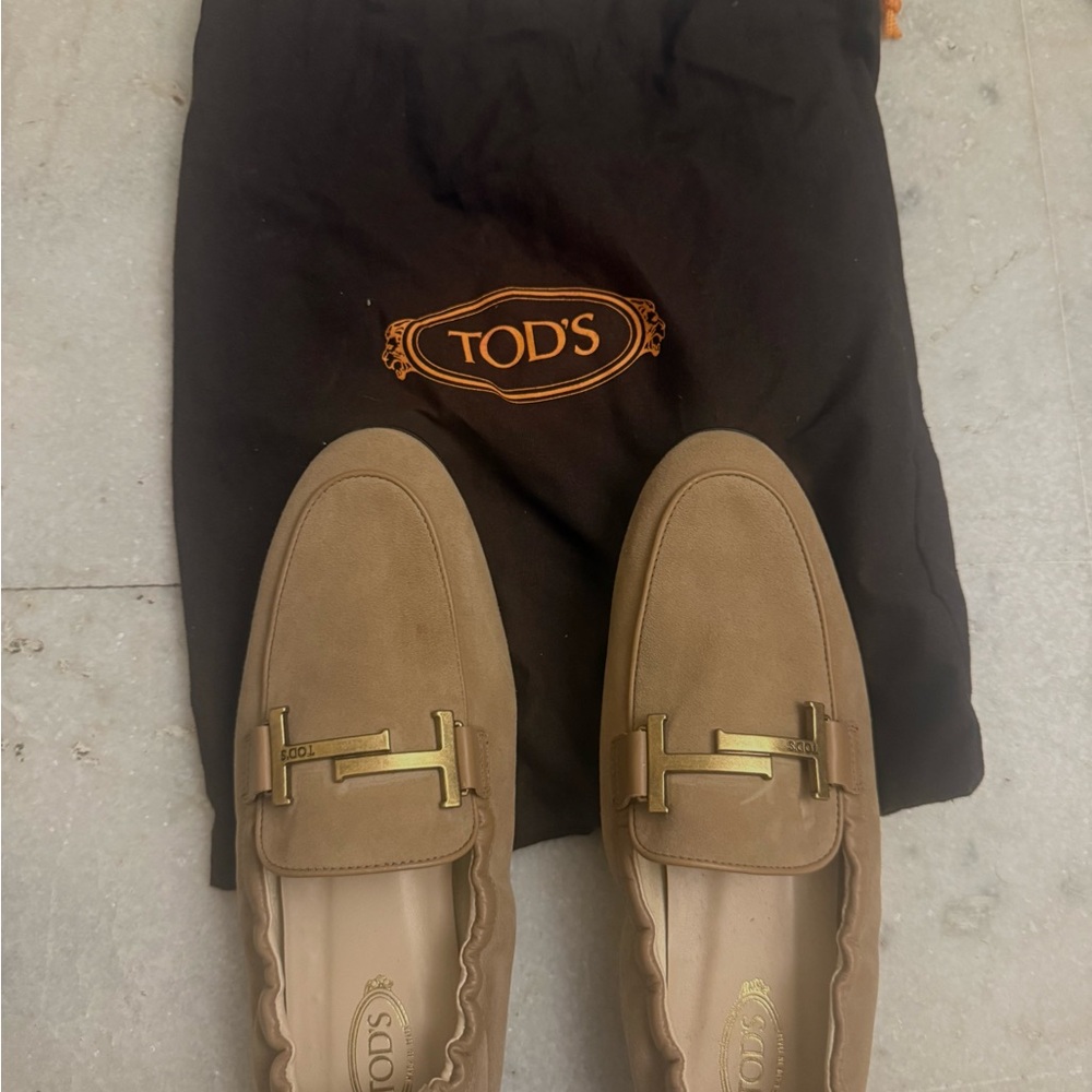 TOD'S Tan Suede Loafers for Women